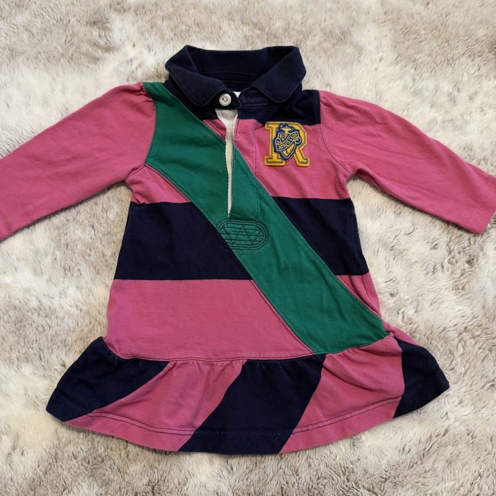 Ralph Lauren Baby Rugby Long Sleeve Dress Size 6 Months